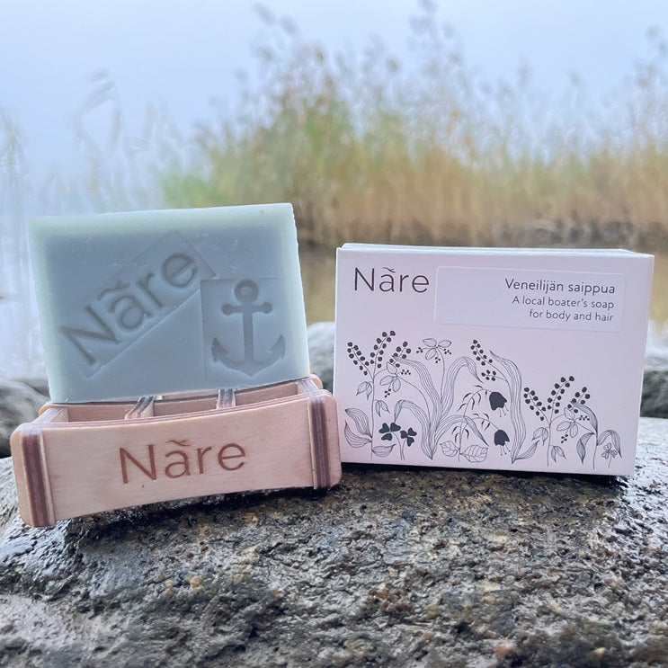 Veneilijän palasaippua-palashampoo hiuksille ja vartalolle.